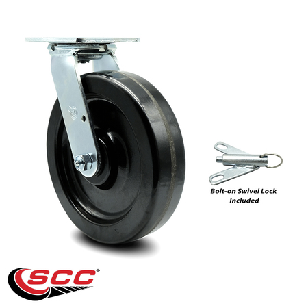 Service Caster 8 Inch Phenolic Swivel Caster with Roller Bearing and Swivel Lock SCC-30CS820-PHR-BSL